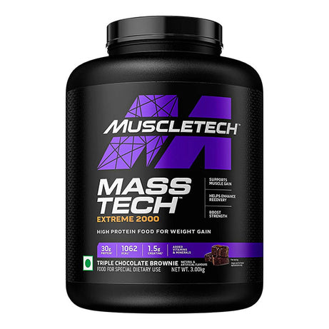 MuscleTech MassTech Extreme Mass Gainer, 30g Protein, 1073 KCAL, 1.5g Creatine With Added Multi Vitamins