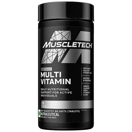 MuscleTech Platinum Multivitamin Tablets, 18 Vitamins & Minerals, 240mg Herbal Matrix (60 Tablets)