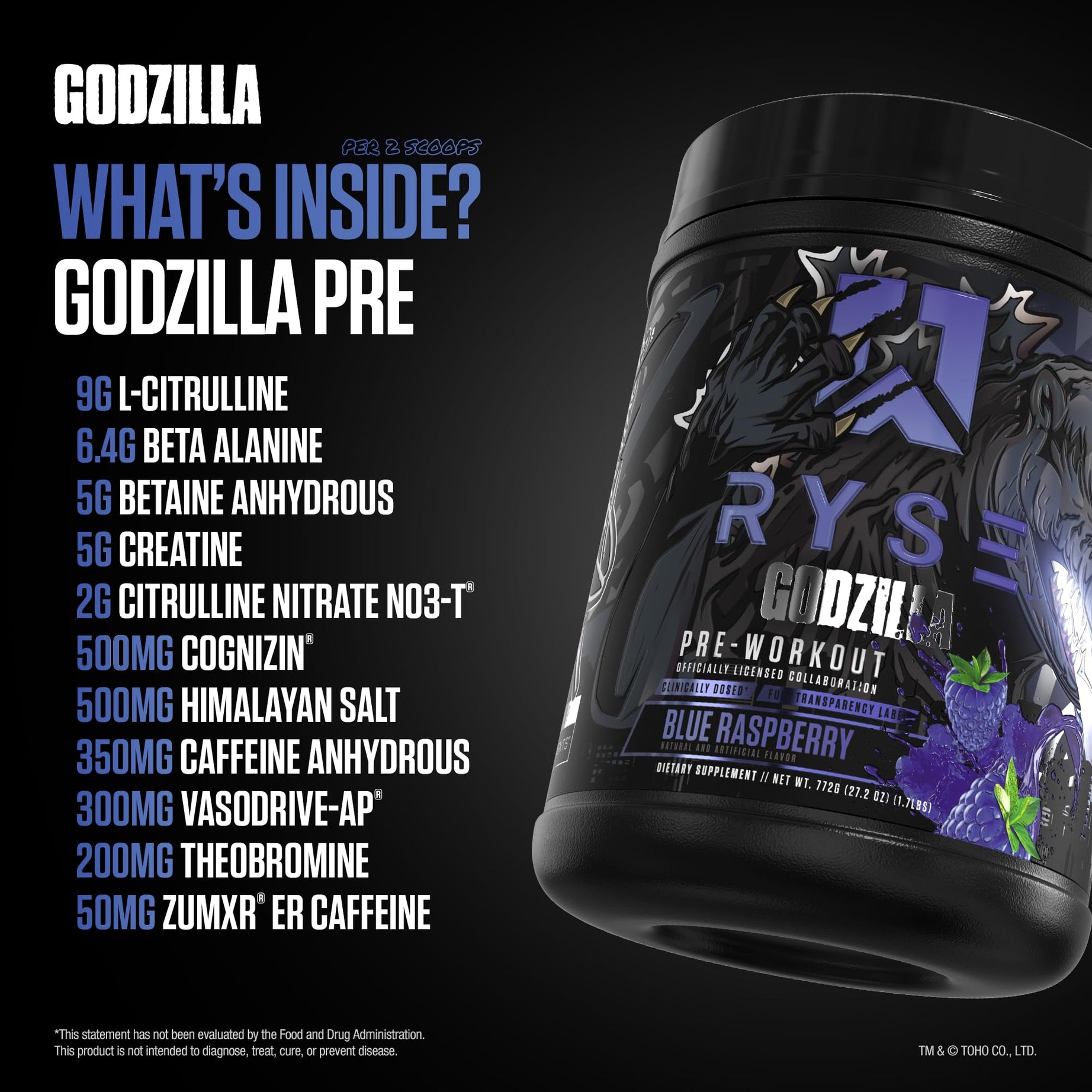 RYSE Godzilla X Noel Deyzel Pre Workout Powder - 20/40 Servings