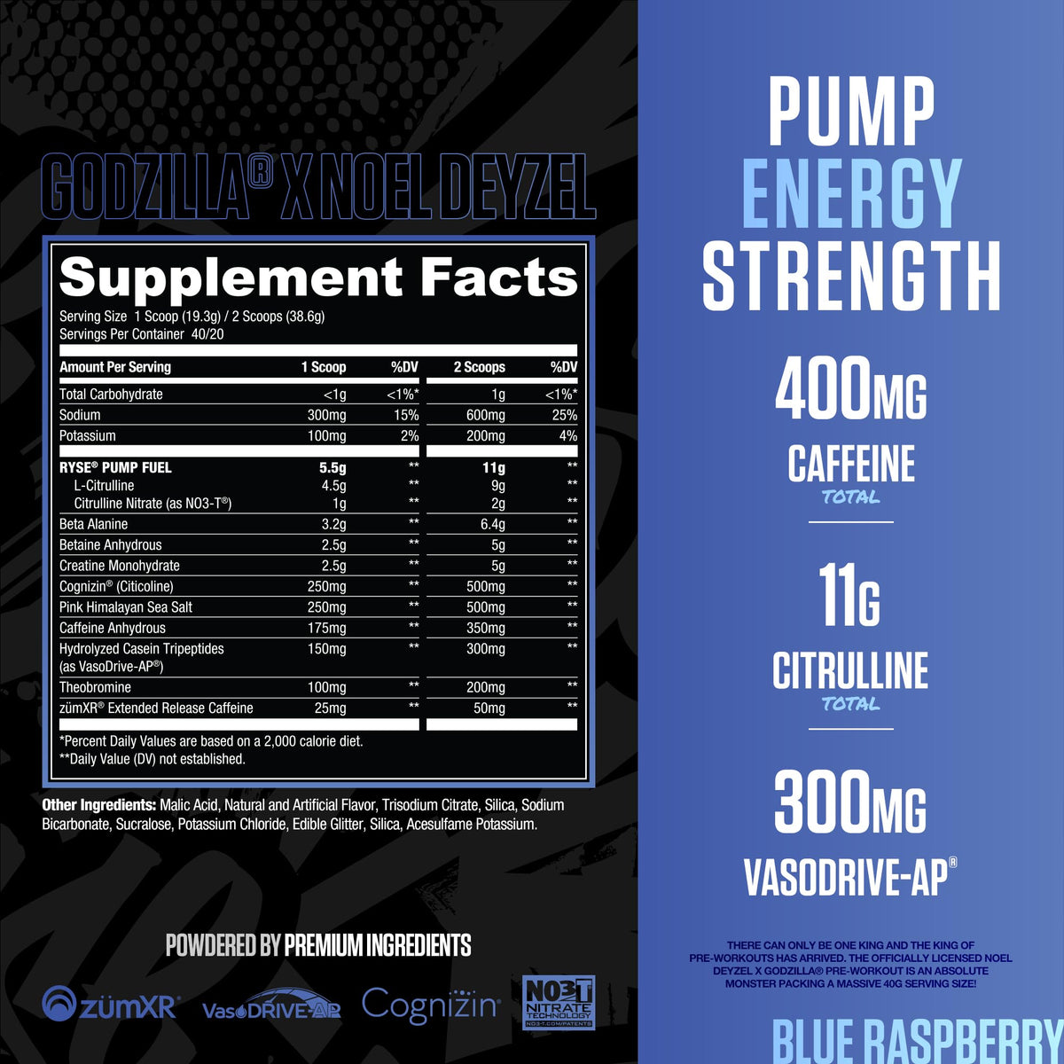 RYSE Godzilla X Noel Deyzel Pre Workout Powder - 20/40 Servings