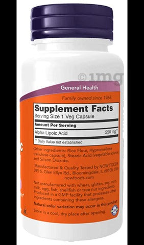 Now Alpha Lipoic Acid 250mg  60 Veg Capsule