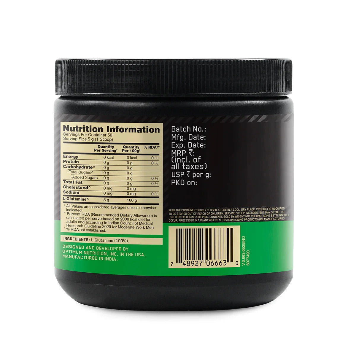 optimum nutrition Glutamine Powder | Unflavoured | 250 g