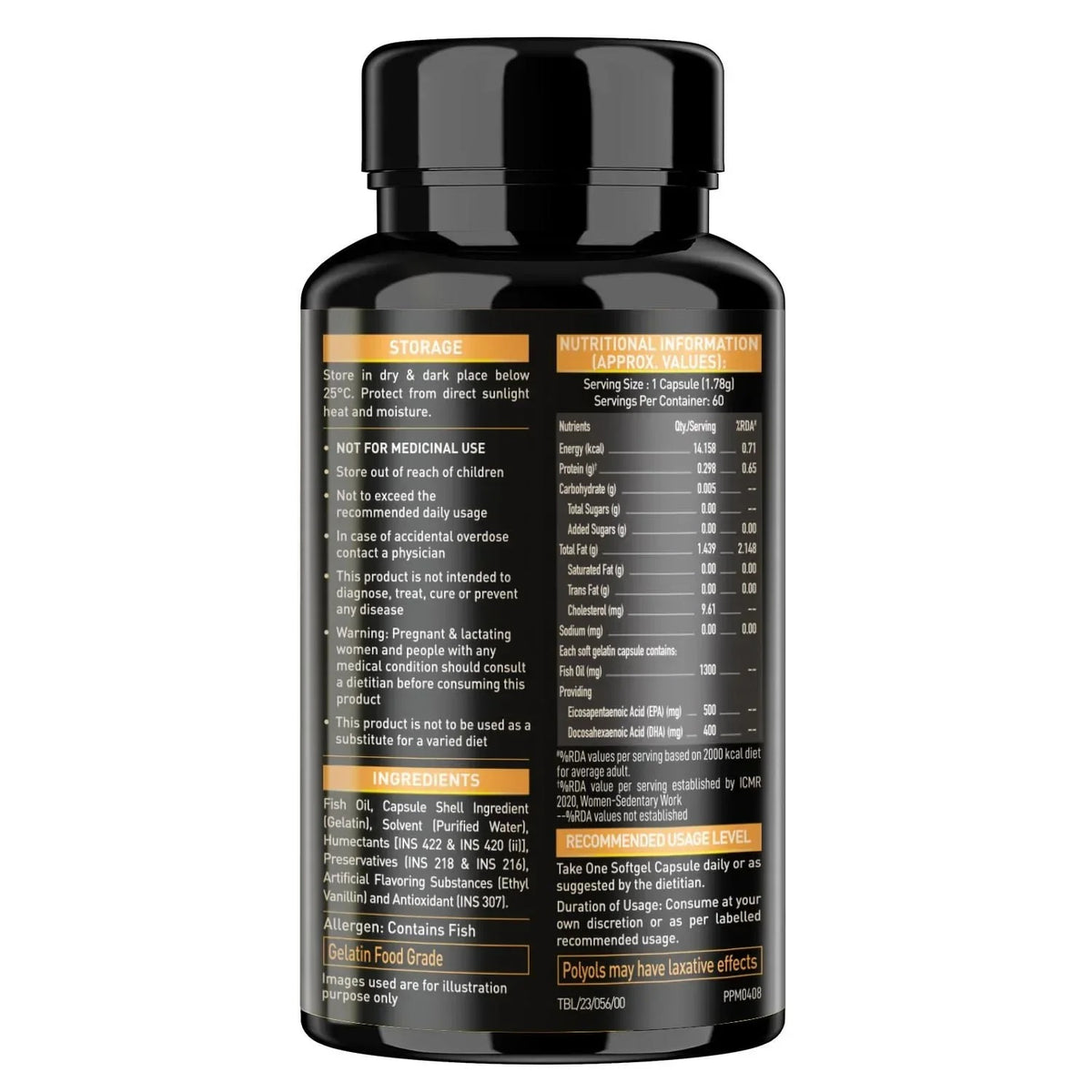 MuscleBlaze Fish Oil Gold 60 Capsules (with Higher Strength EPA & DHA