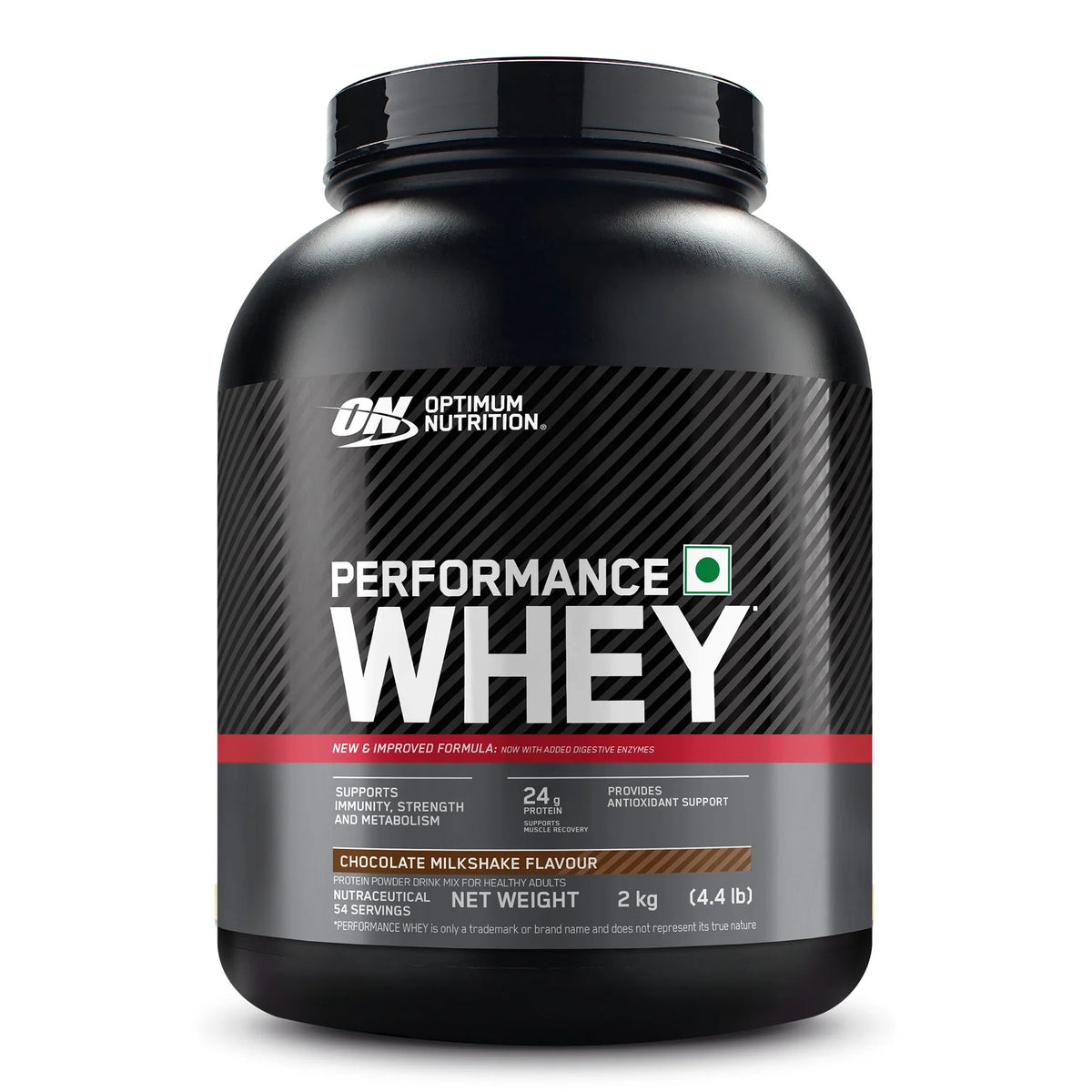 Optimum Nutrition (ON) Performance Whey Protein Powder, 24g Protein,2Kg (Chocolate Milkshake), Ultra-Filtered and Concentrated All-Whey Protein