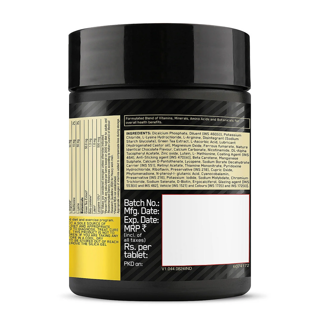 Optimum nutrition Multivitamin for MEN- 60 Tablets, 26 Vitamins & Minerals, Amino Acids & Anti-Oxidants