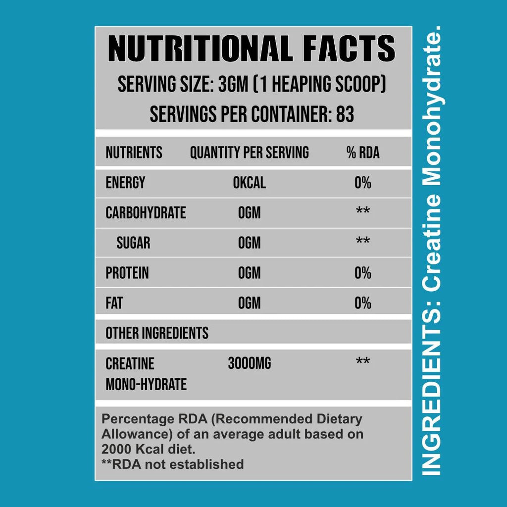 RIPPED UP NUTRITION Creatine Monohydrate 250grams