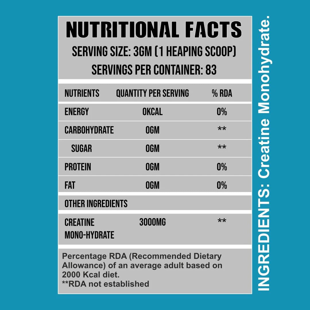 RIPPED UP NUTRITION Creatine Monohydrate 250grams