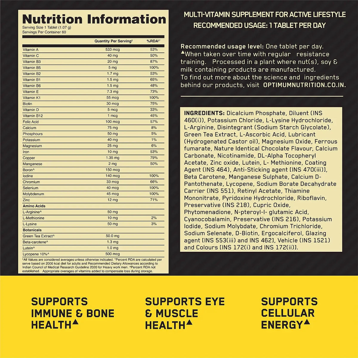Optimum Nutrition Multi-Vitamin (Men tablets)