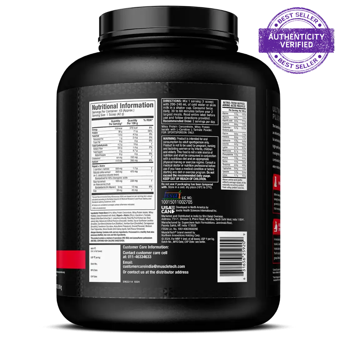 MuscleTech™ Nitro-Tech™ Ripped Whey Protein Powder