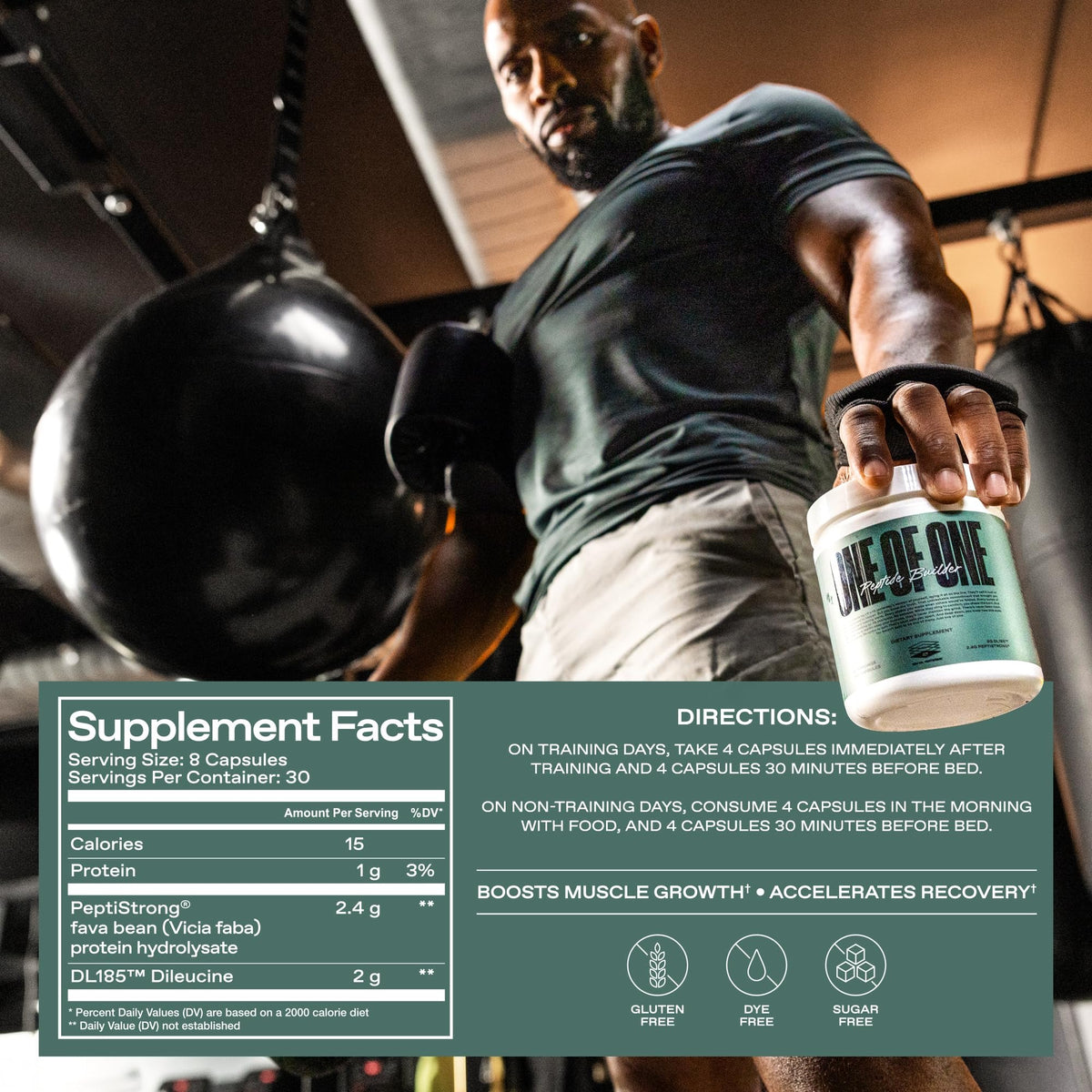 ONE OF ONE Peptide Builder – Advanced Muscle-Building & Recovery Formula with PeptiStrong® & DL185™, Enhances Muscle Protein Synthesis, Supports Muscle Health and Recovery - Unflavored, 30 Servings
