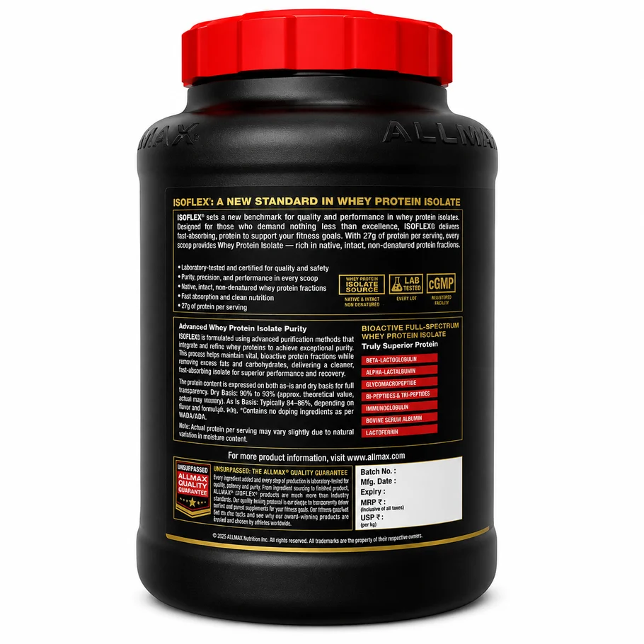 Allmax Isoflex Protein Powder 4lb | Whey Protein Isolate | 56 Servings