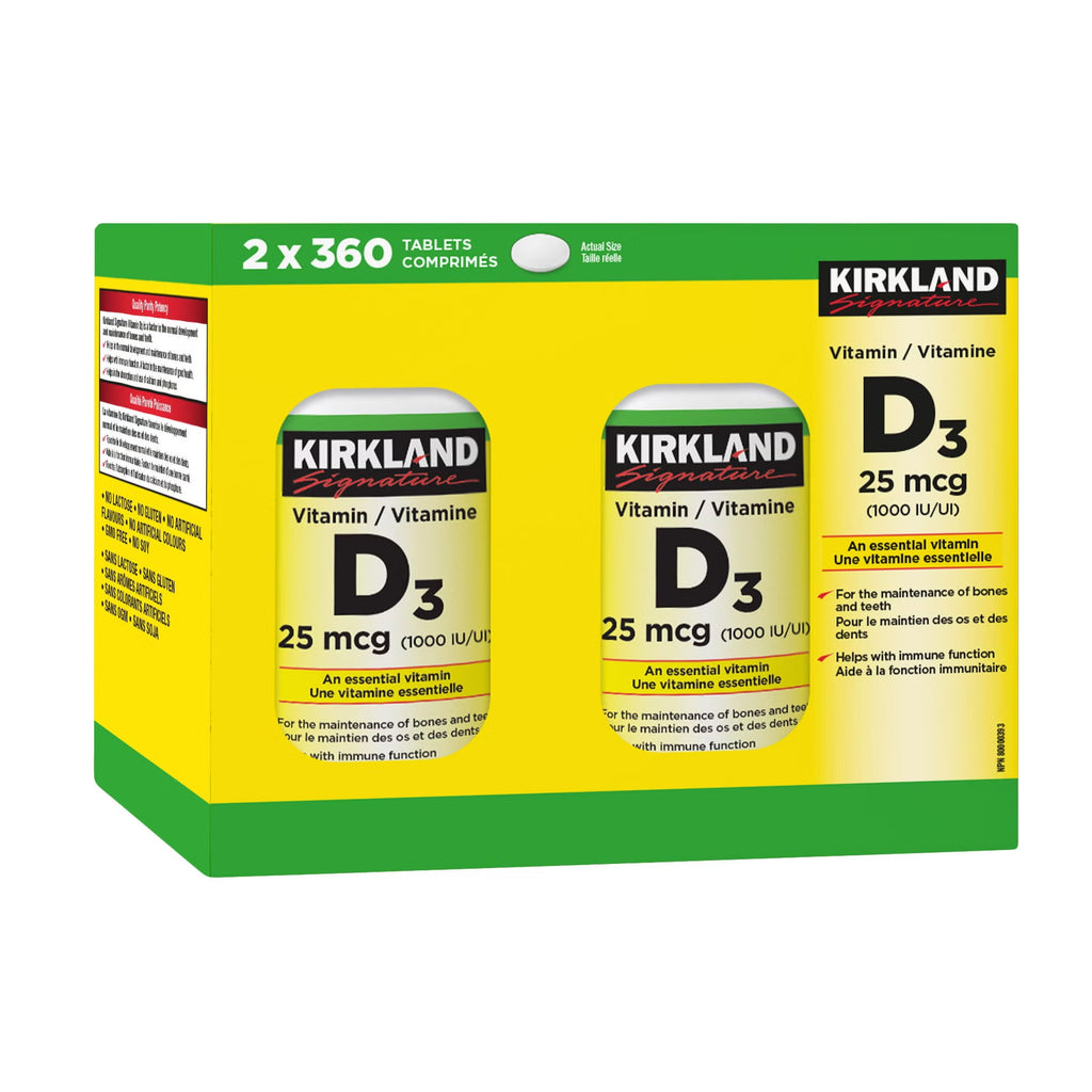 Kirkland Signature Vitamin D3 1,000 IU, 2 x 360 Tablets