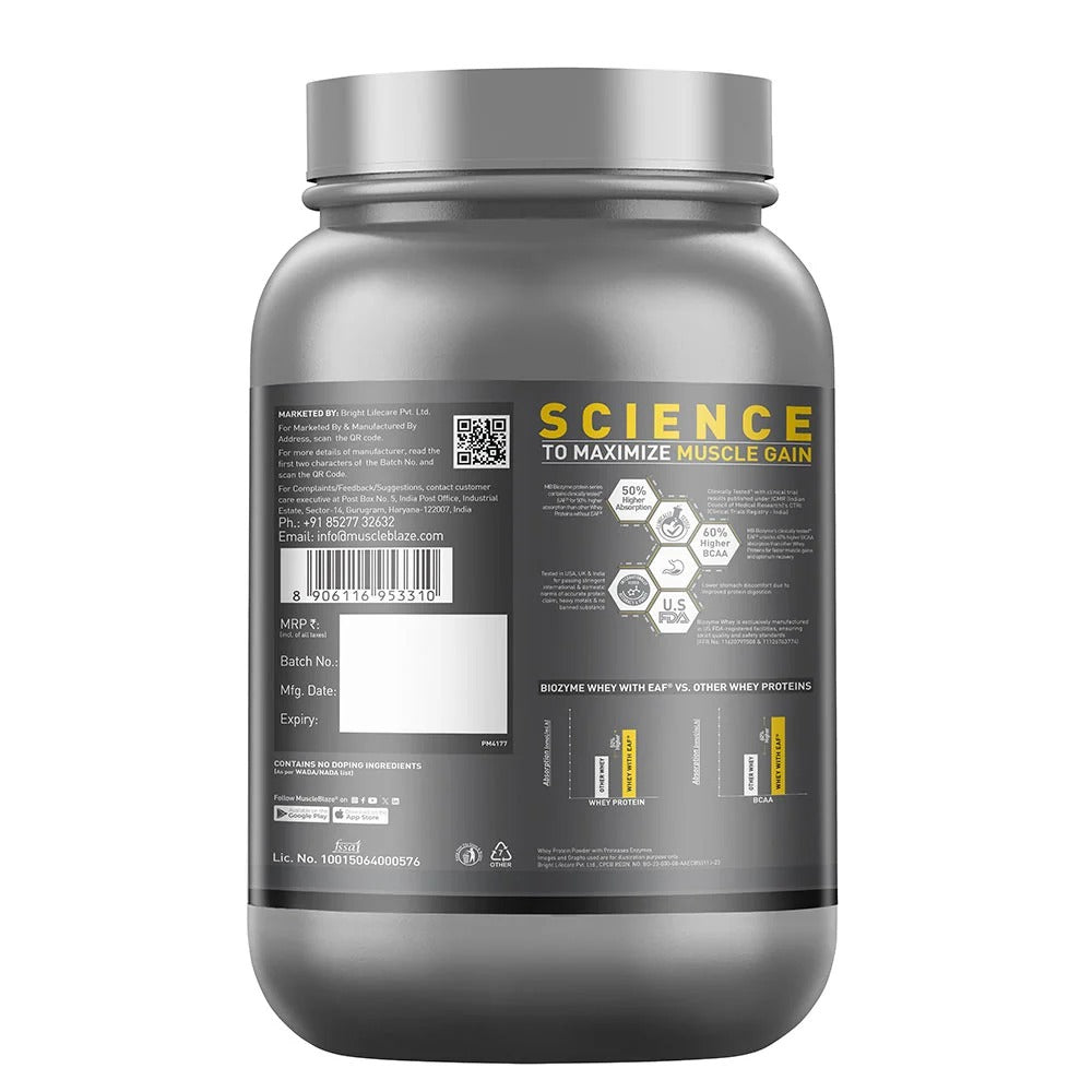 MuscleBlaze Biozyme Performance Whey 1 KG